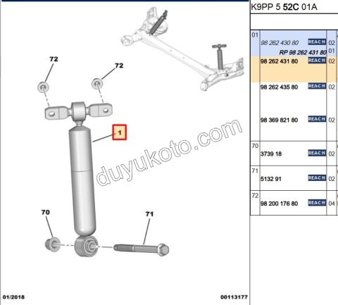 2019> Partner Rifter Berlingo Combo Doblo Proace City Arka Amortisör CAM