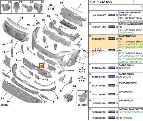 KAPAK ON TAMPON IZGARA ARKASI TK P20082MQ 3LED