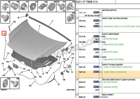 Motor Kaputu Dayama Çubuğu Demir Demir I PRT2 DV6