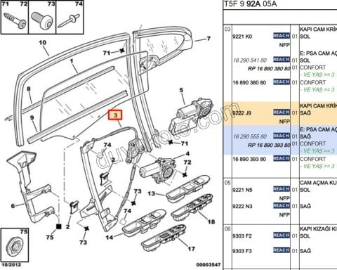 KRIKO CAM ON R MEKANIZMA P307 (MOTOR-)