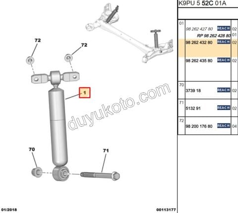 2019> Partner Rifter Berlingo Combo Doblo Proace City Arka Amortisör VAN