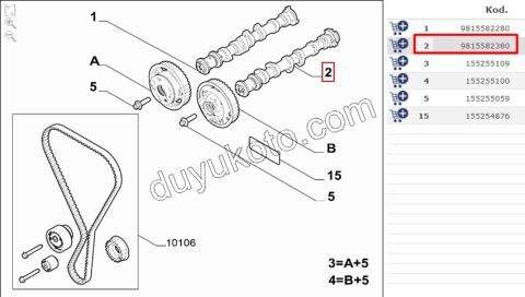 Egzoz Eksantrik Mili 1.2CC 100/130/155HP 2020 Sonrası EURO 6.3