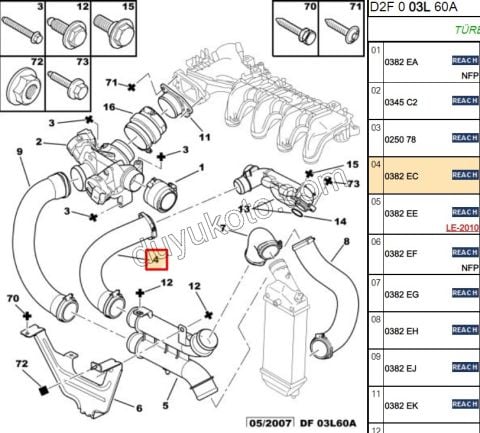 Turbo Hava Hortumu P407 1.6HDİ Euro4