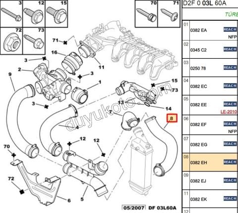 Turbo Hava Hortumu P407 DV6