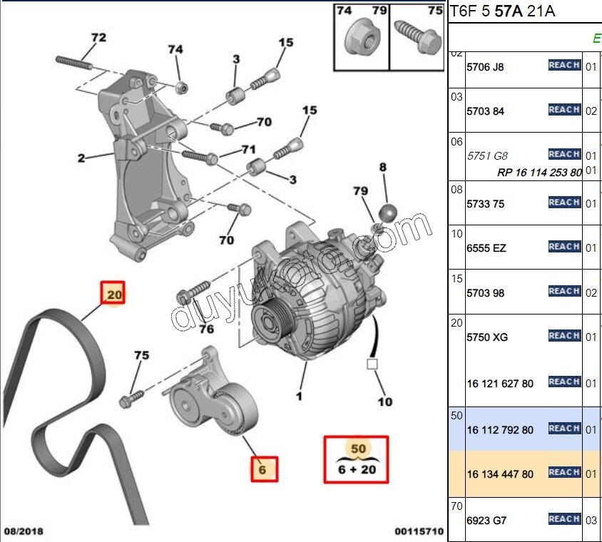 KIT KAYIS ALTERNATOR EW10A