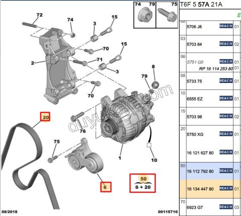 KIT KAYIS ALTERNATOR EW10A