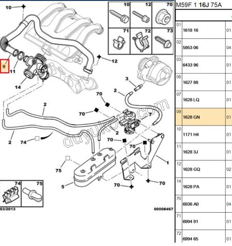 Egzoz Geri Dönüş (EGR) Borusu 1.9D, 1998/2003 PRT1 PRT2