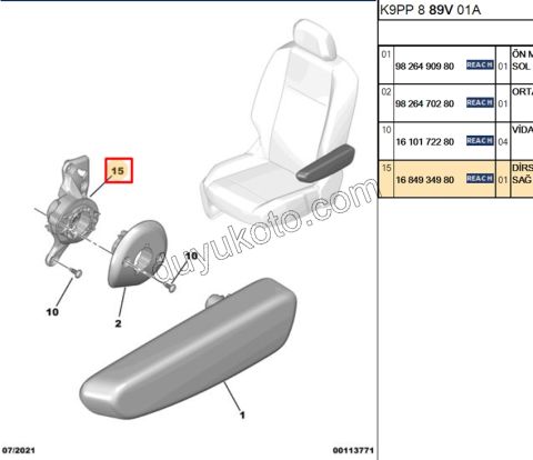 MEKANIZMA KOLCAK IC SOFOR L PRT4 KOLCAK