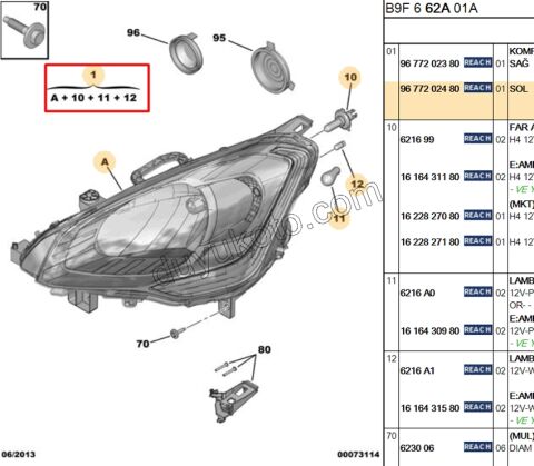 Peugeot Partner Far Sol 2012-2016 (Ledli Tampon)