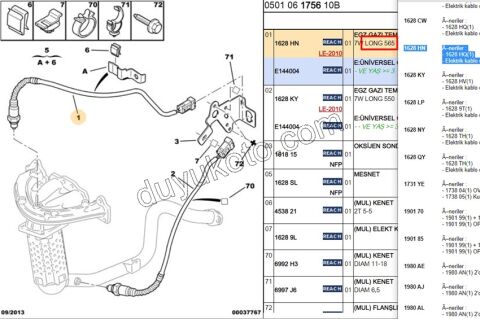 LAMBDA SENSOR 125CM 1.6İ 16V Benzinli EW10J4 EW12J4