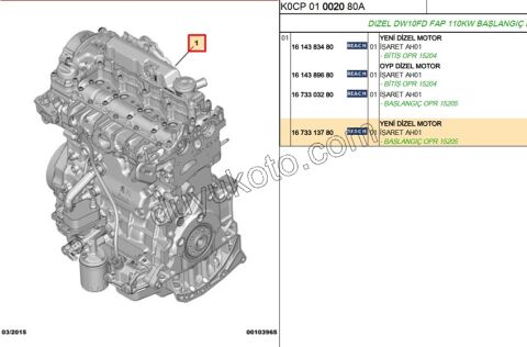 MOTOR KOMPLE EXP4 DW10FDCU 8VIT BLOK