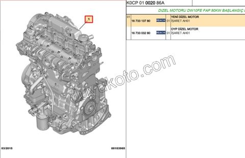 MOTOR KOMPLE EXP4 DW10FDCU 8VIT BLOK