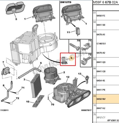 Kalorifer Rezistansı PRT2 Klimalı 1.9D,Y.M 03/09 2.0HDI 8V