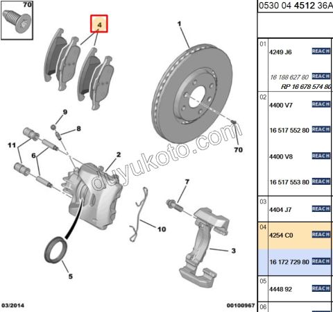 Fren Balatası Ön Tk C42 DS41 PRT3
