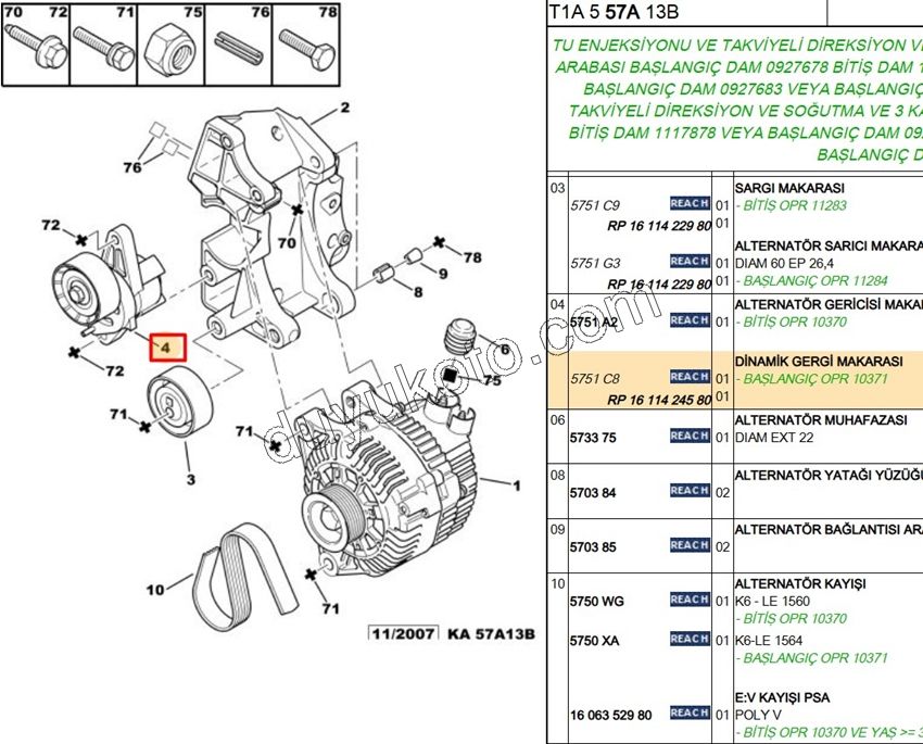 Alternatör (V Kayış) Gergi Rulmanı 1.4/1.6 Benzinli