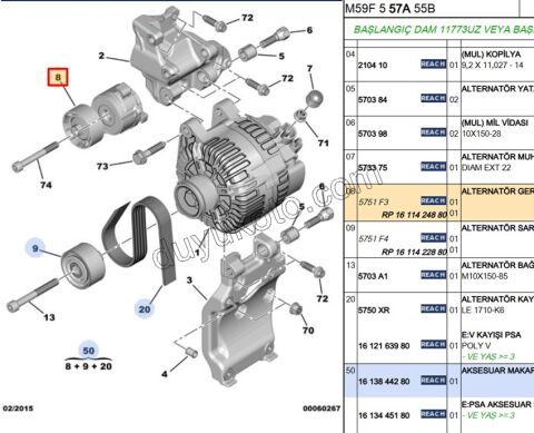 KUTUK RULMAN ALTER PBP 1.4HDİ Euro4 02/11 YM 1.6HDİ Euro4 KIT