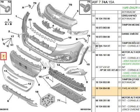 CERCEVE ON TAMPON IZGARA P2081 KROM