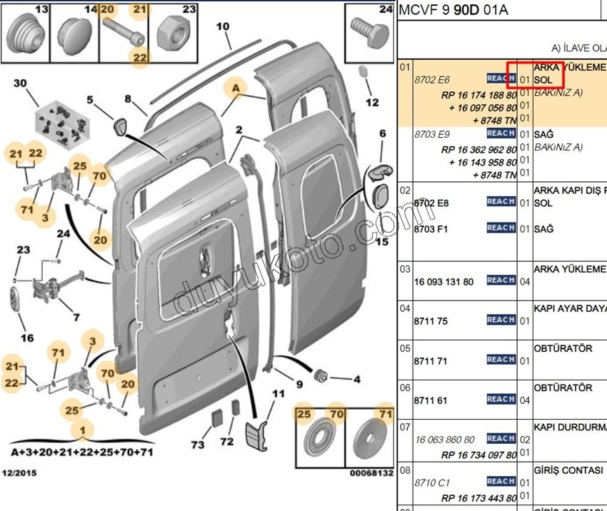 KAPI KOMPLE BAGAJ CAM+ L PBP 2P