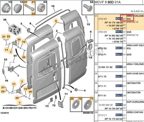 KAPI KOMPLE BAGAJ CAM+ L PBP 2P