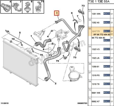 Radyatör Ek Depo ile Su Kollektörü Arası Hortum P206+ PLUS