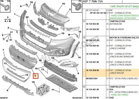 IZGARA ON TAMPON PLAKA ALTI P2081 KIRMIZI