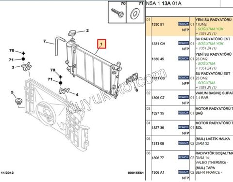 RADYATOR KISA AC-- P306 TU3 TU5 (ALT HORTTELLI)