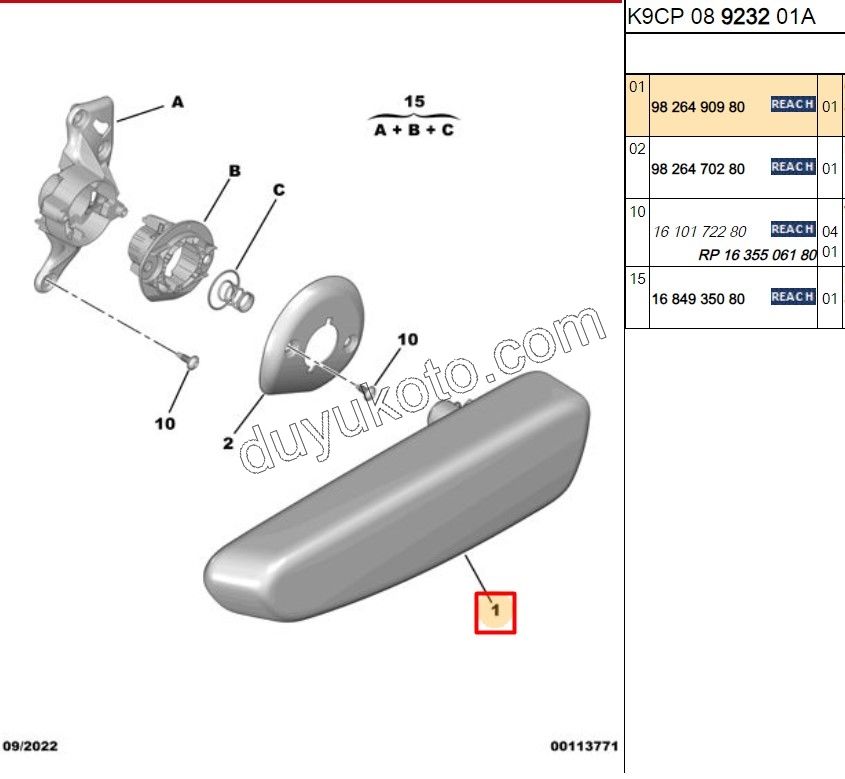 2019> Partner Rifter Berlingo Combo Doblo Proace City Ön Koltuk Sağ Kol Dayama Kolçak