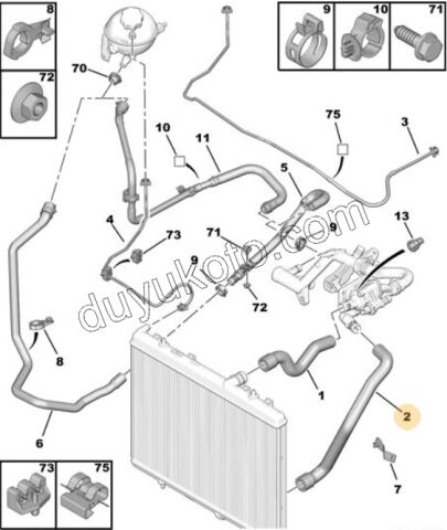 Radyatör Hortumu Alt PRT3 P308 1.6HDİ Euro4 (1351.RE OLUR)