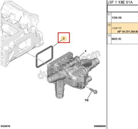 Termostat Oring Conta 1.6HDİ Euro4/Euro5 SIYAH KARE LASTIK