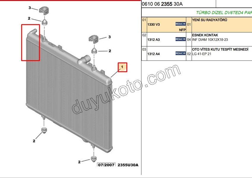 Motor Su Radyatörü P407 PRT2 1.6HDİ Euro4 EW12J4 BVM