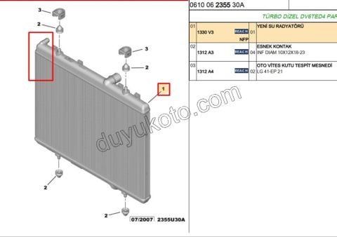 Motor Su Radyatörü P407 PRT2 1.6HDİ Euro4 EW12J4 BVM