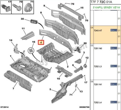 SAC ARKA PANEL IC P3081 P308MQ KOMPLE