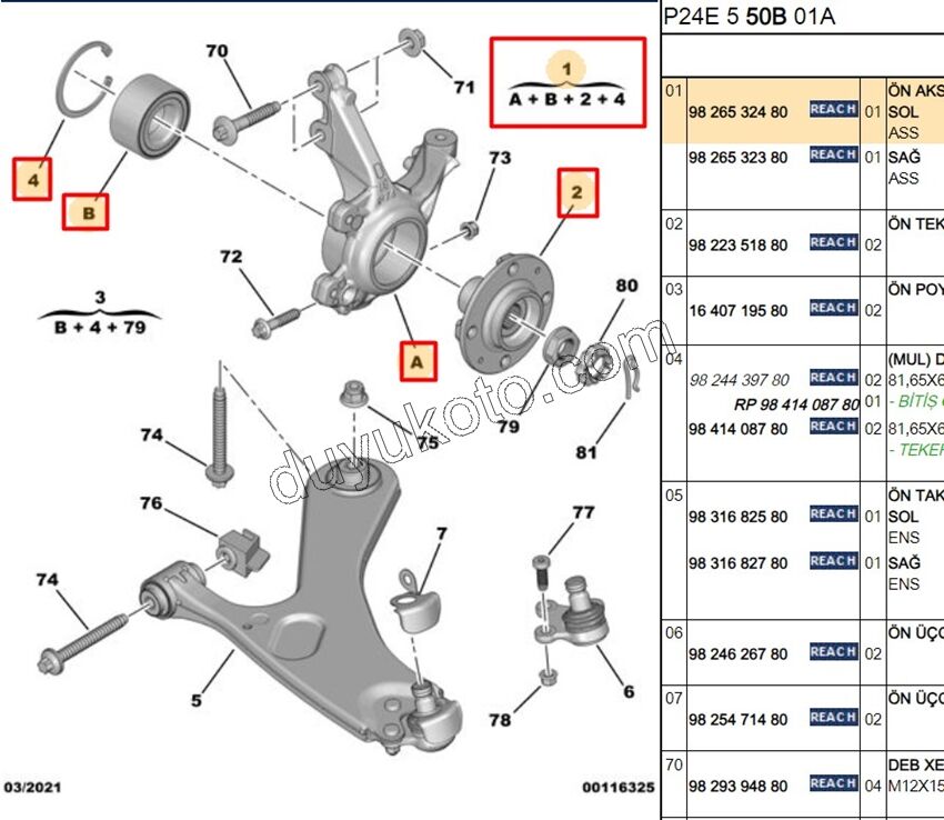 Ön Sol Aks Taşıyıcısı    P20082 1.2CC 130HP 2020 Sonrası C43