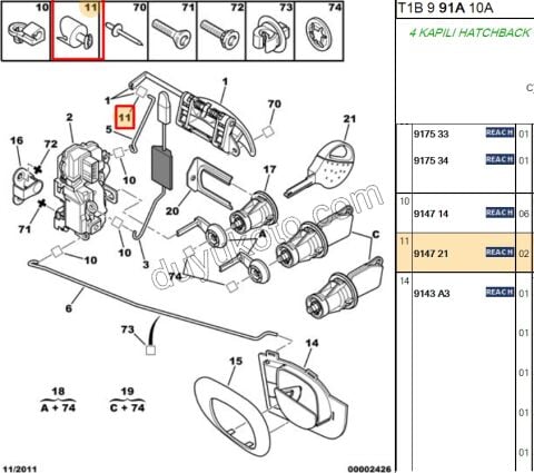 KLIPS KAPI KOLU DIS ACMA TEL BAGLANTI P206 P306 C52