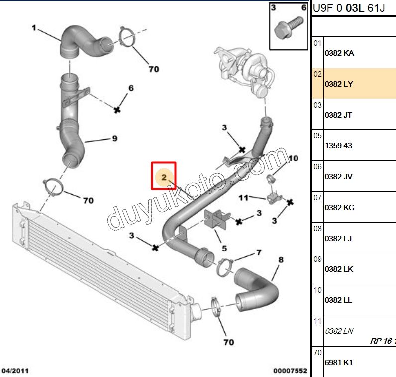 Turbo Hortumu Radyatör Sol BXR3 Uzun Demir LI