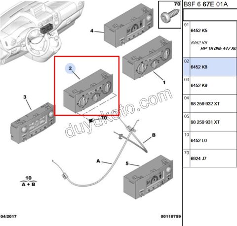 Kalorifer (Klima) Kumanda Paneli PRT3 Manuel klimalı