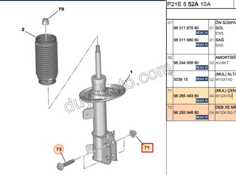 SOMUN AMORTISOR ALT P2082 EB2 CIVATA