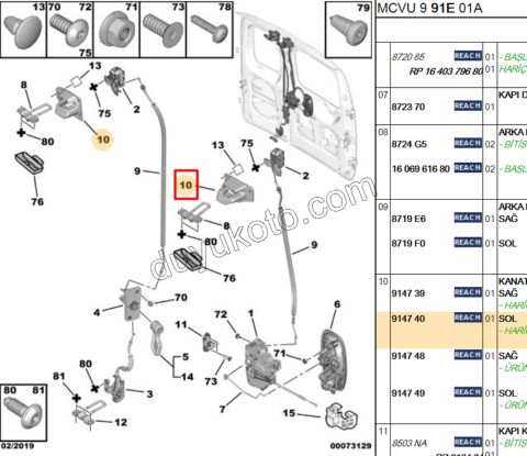MERKEZLEME BAGAJ KAPAK KILIT UST L PBP 2P