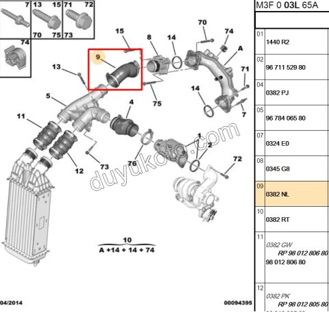 Turbo Hortumu Ara Lastik 1.6HDİ Euro5 DV6DTED