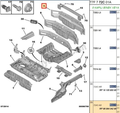 SAC ARKA PANEL DIS P3081 P308MQ KOMPLE