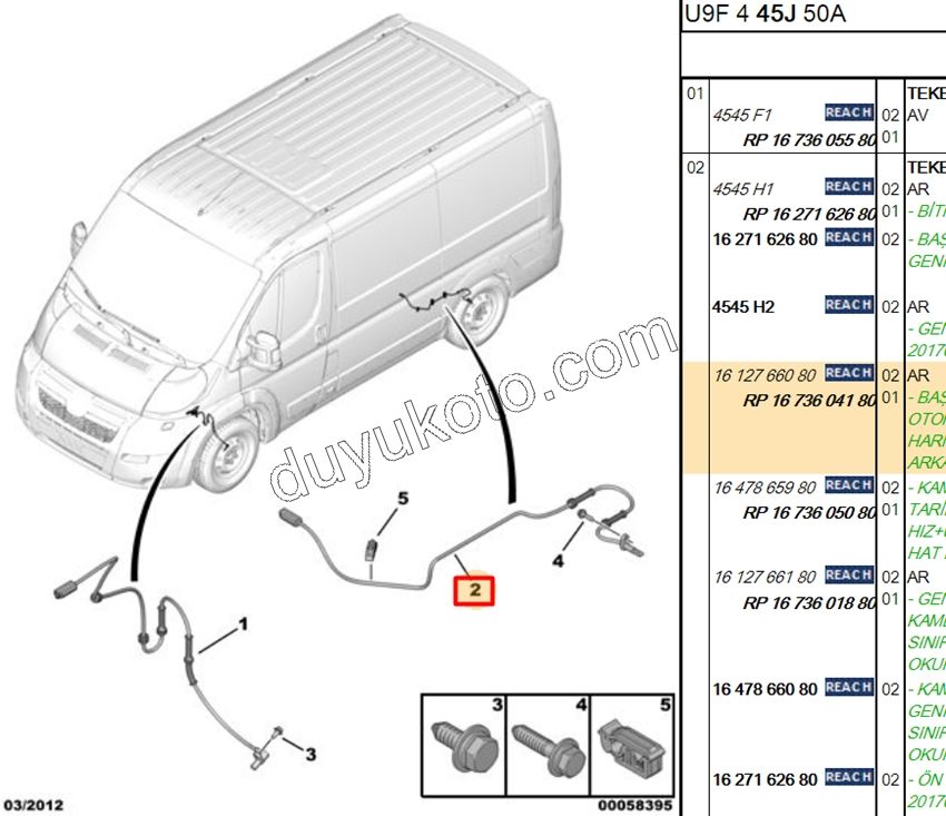 ABS Kablosu Arka BXR3MQ DCT3MQ