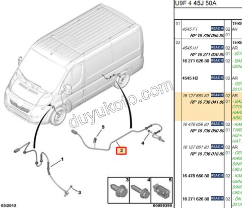 ABS Kablosu Arka BXR3MQ DCT3MQ