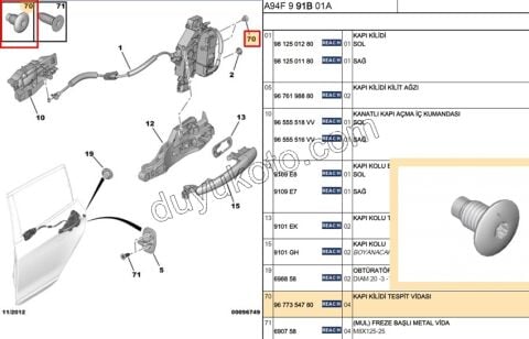 CIVATA KAPI KILIT BAGLANTI P2081 P301 P5081 P20081