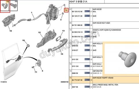 CIVATA KAPI KILIT BAGLANTI P2081 P301 P5081 P20081