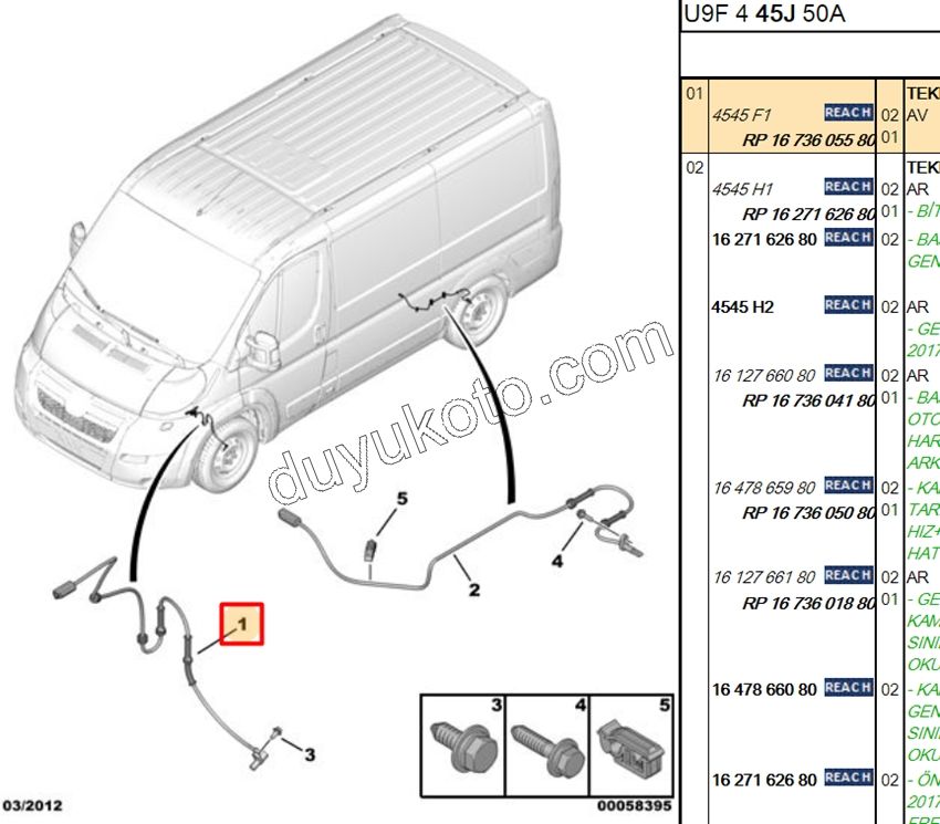 ABS Kablosu Ön Sağ/Sol BXR3