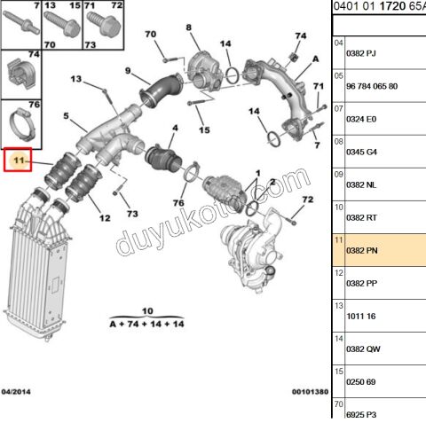 Turbo Hortumu Interkol Sağ PRT2 DV6