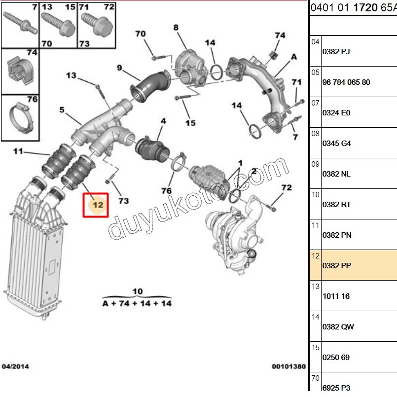 Turbo Hortumu İntercol Sol PRT2 DV6