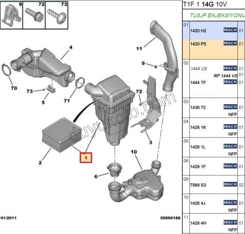 Peugeot 206 Hava Filtresi Kazanı TU3 TU5 XS2