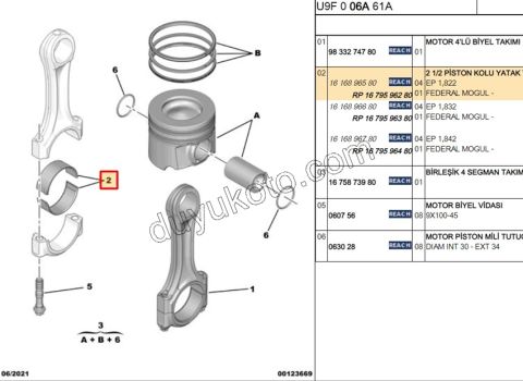 KOL YATAK STD X 4AD 1.822MM SCDJTD DW10 BXR3 DW10FUD DW12R