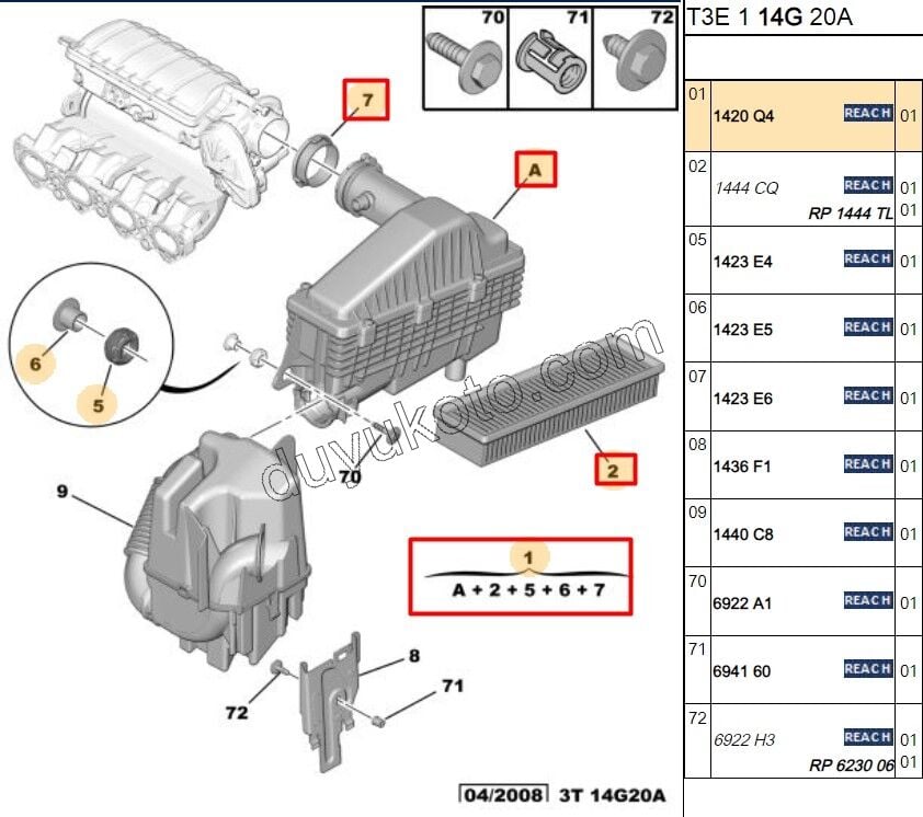 Peugeot 206 Hava Filtresi Kazanı 1.4İ YM